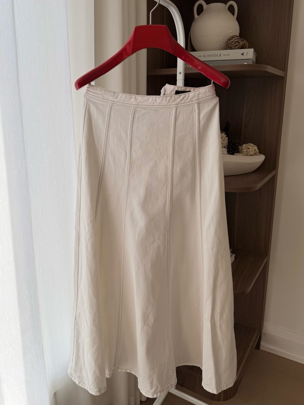 Massimo Dutti Cream Midi Skirt